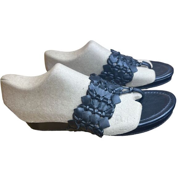 Ali MacGraw Wren Black Braided Leather Slide on Sandal NWOB Size 10 - Picture 8 of 11